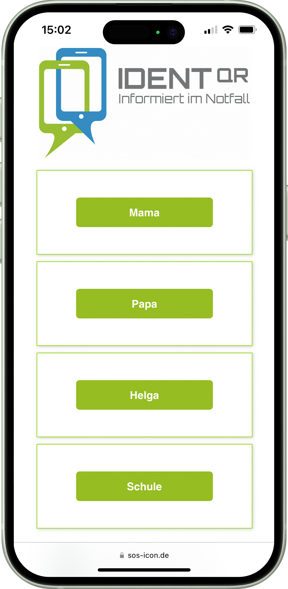 SOS-Icon by IDENT-QR for mobile
