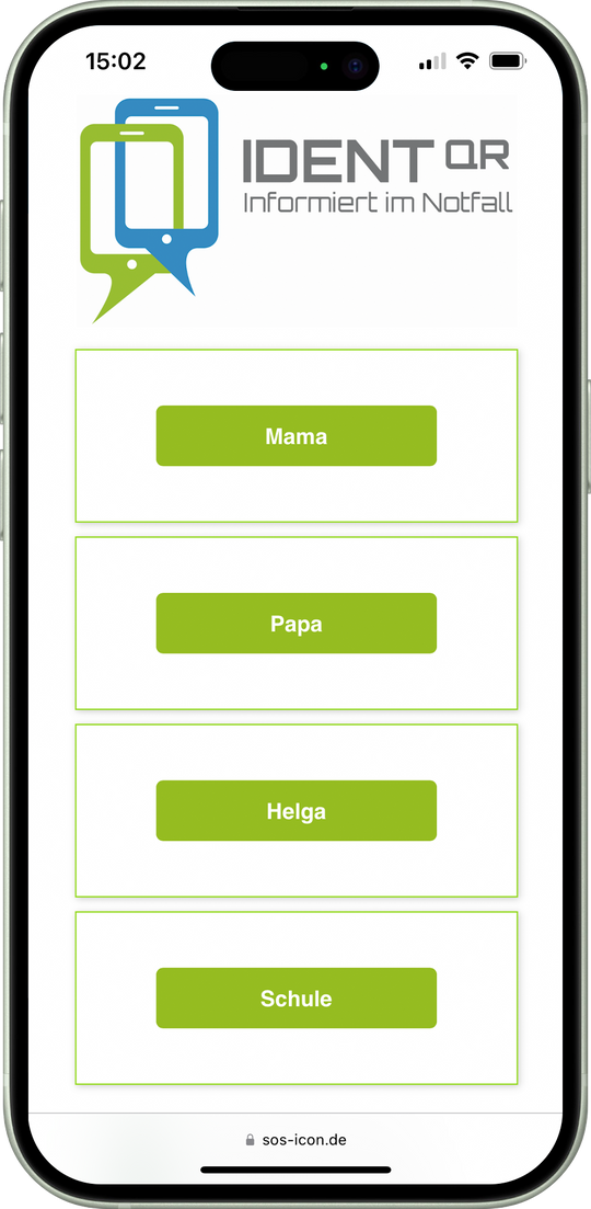 Extension: SOS-Icon by IDENT-QR for mobile phones