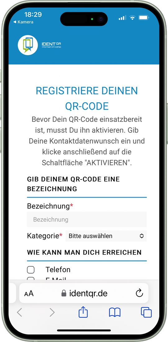 Harz-SOS: IDENT-QR SOS Sticker eckig