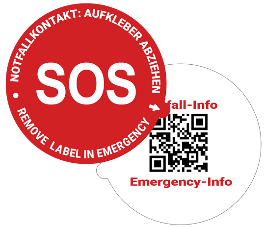 Harz-SOS - IDENT-QR SOS Sticker round