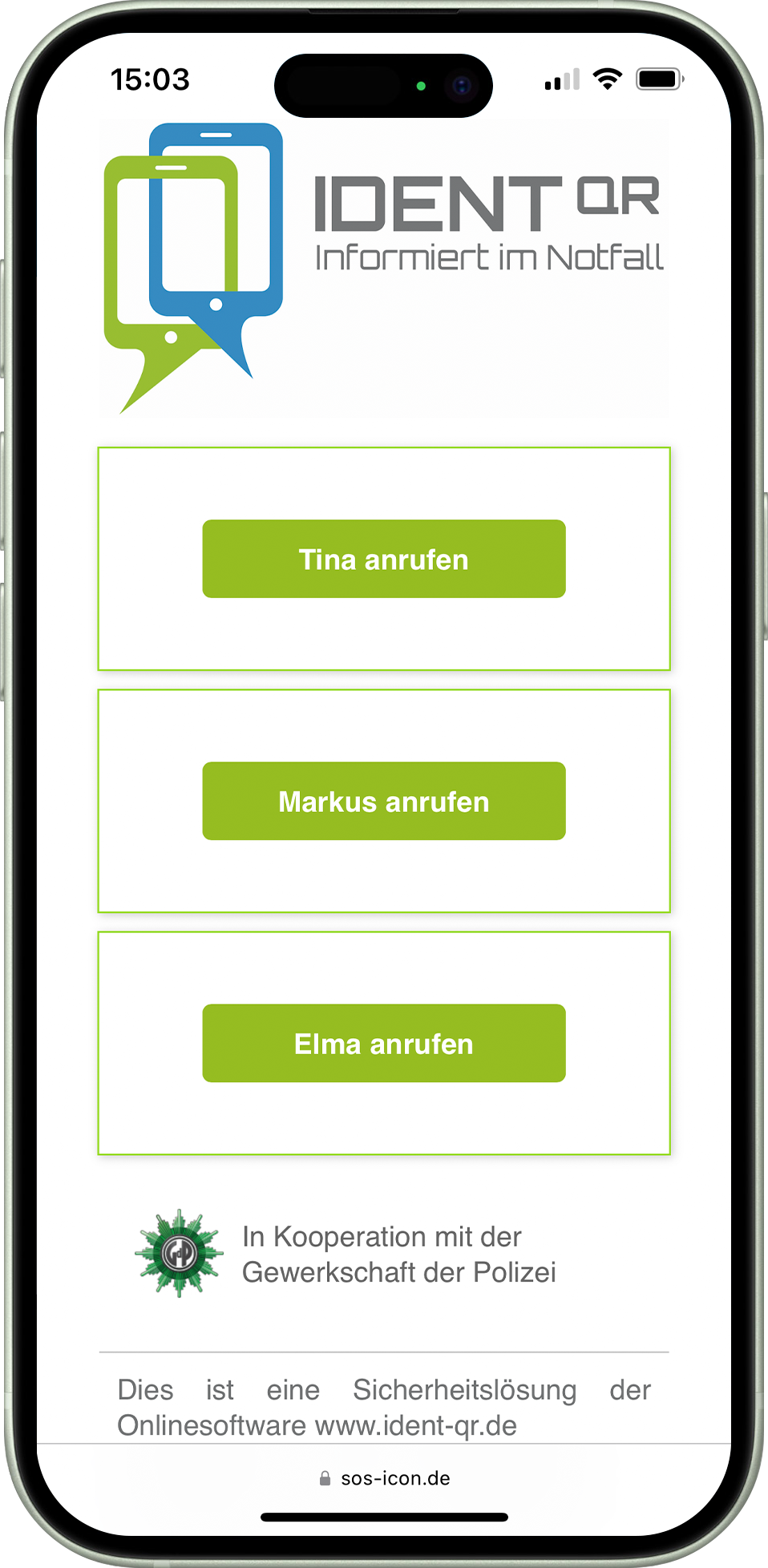 SOS-Icon by IDENT-QR für Handy
